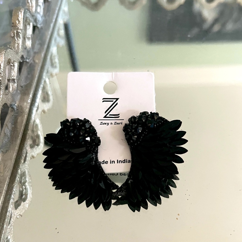 Black Beaded Earrings for pierced ears.